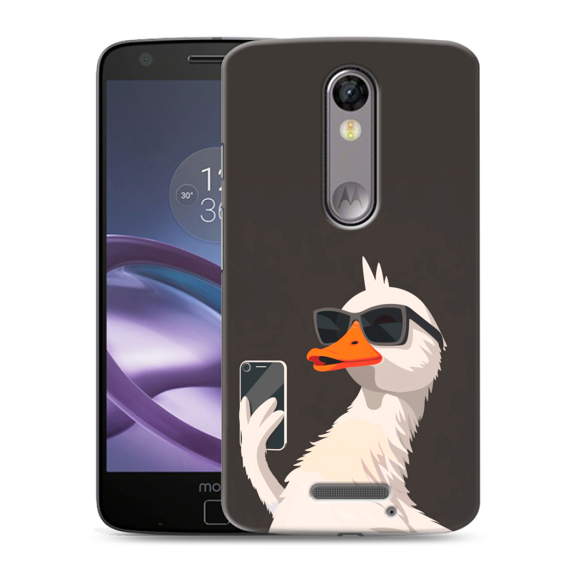 Пластиковый чехол на Lenovo Moto X Force с принтом утка в очках Пластиковый чехол на Lenovo Moto X Force с принтом утка в очках