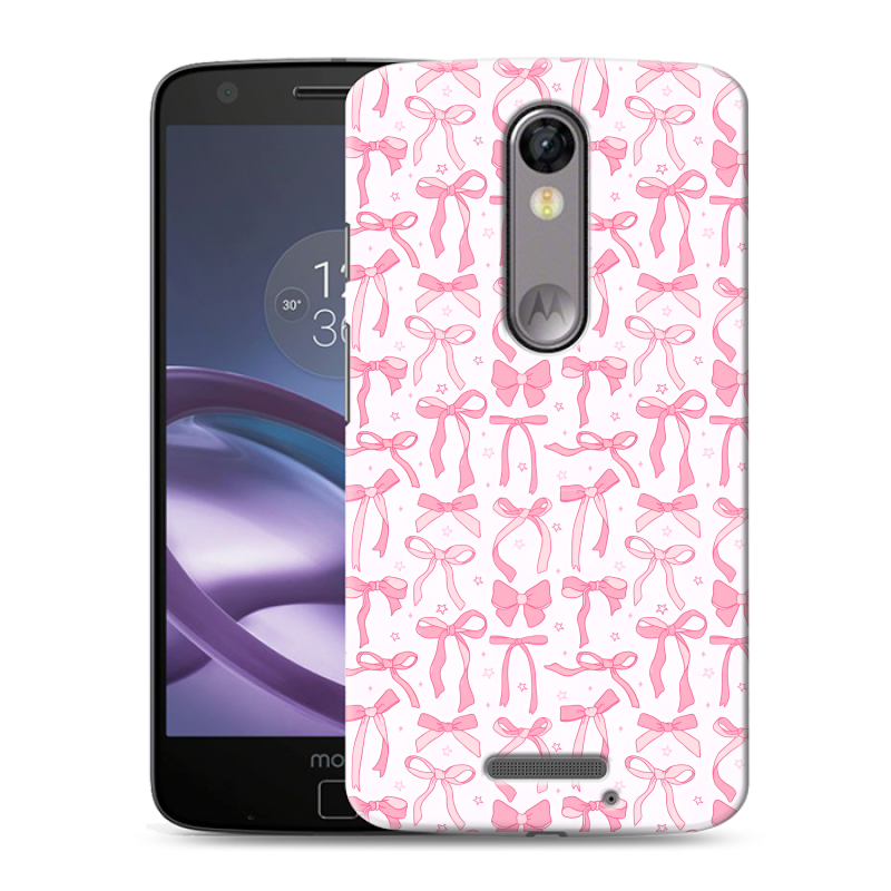 Пластиковый чехол на Lenovo Moto X Force с принтом Розовые бантики Пластиковый чехол на Lenovo Moto X Force с принтом Розовые бантики