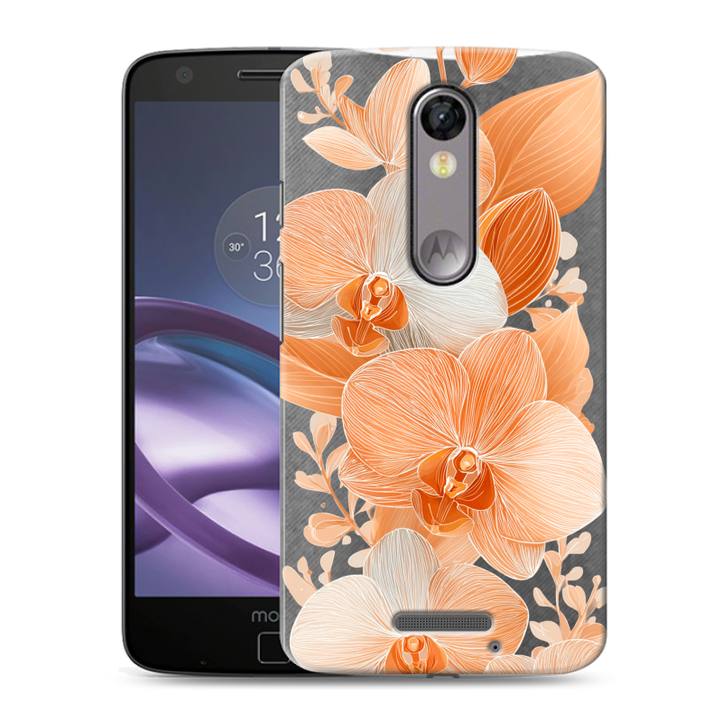 Пластиковый чехол на Lenovo Moto X Force с принтом Бежевые цветы Пластиковый чехол на Lenovo Moto X Force с принтом Бежевые цветы