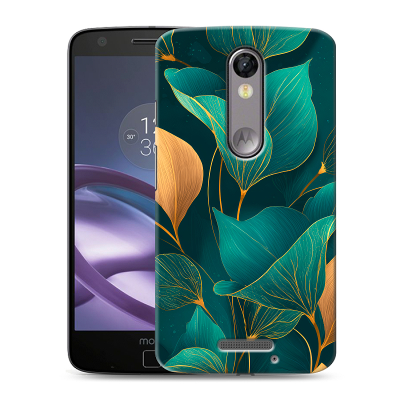 Пластиковый чехол на Lenovo Moto X Force с принтом Листья и золото Пластиковый чехол на Lenovo Moto X Force с принтом Листья и золото