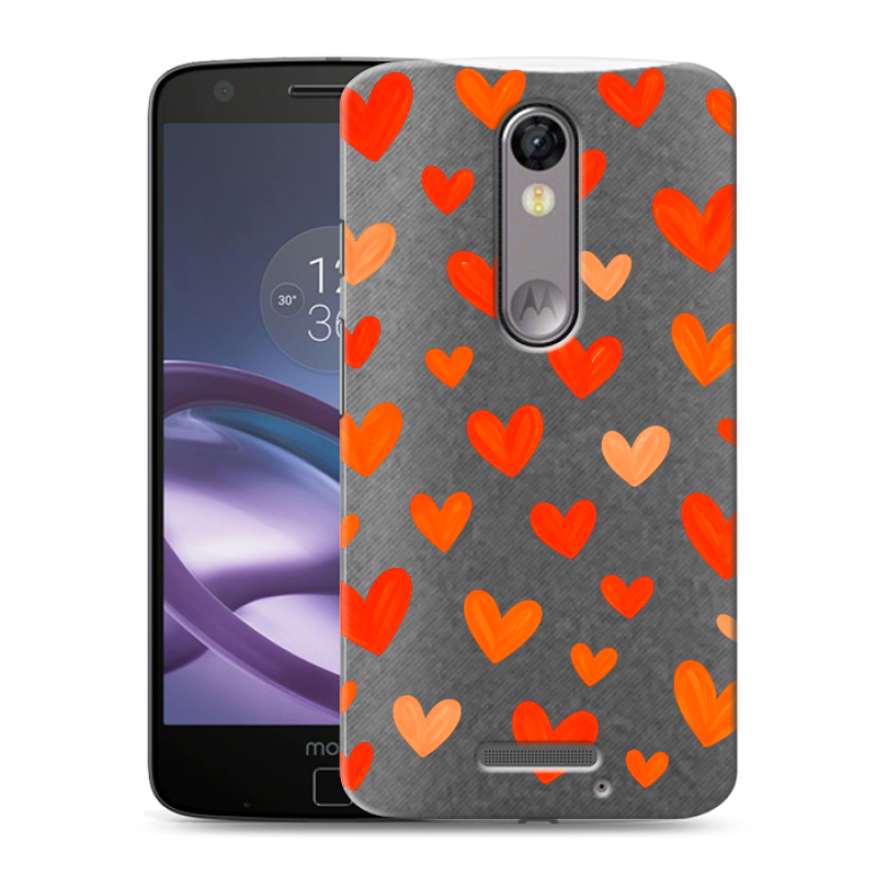 Пластиковый чехол на Lenovo Moto X Force с принтом Сердечки Пластиковый чехол на Lenovo Moto X Force с принтом Сердечки