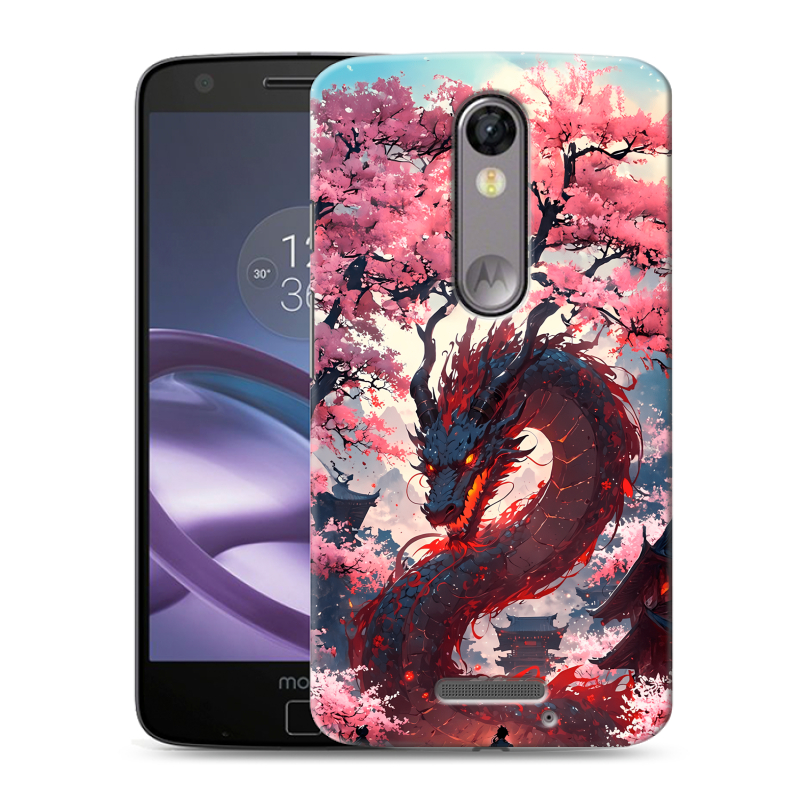 Пластиковый чехол на Lenovo Moto X Force с принтом Дракон Японский Пластиковый чехол на Lenovo Moto X Force с принтом Дракон Японский
