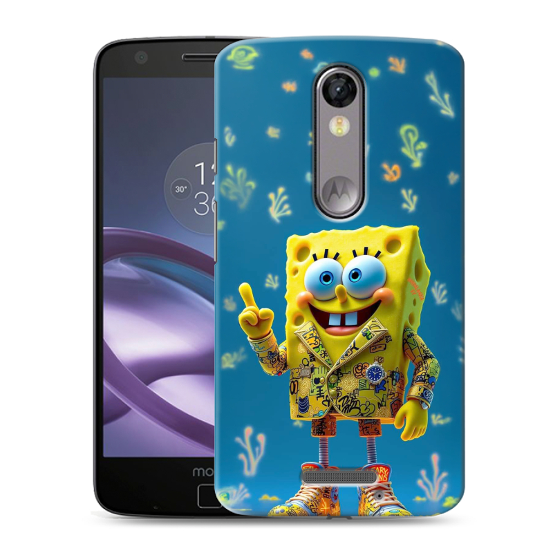 Пластиковый чехол на Lenovo Moto X Force с принтом Спанч боб Спанчбоб Пластиковый чехол на Lenovo Moto X Force с принтом Спанч боб Спанчбоб