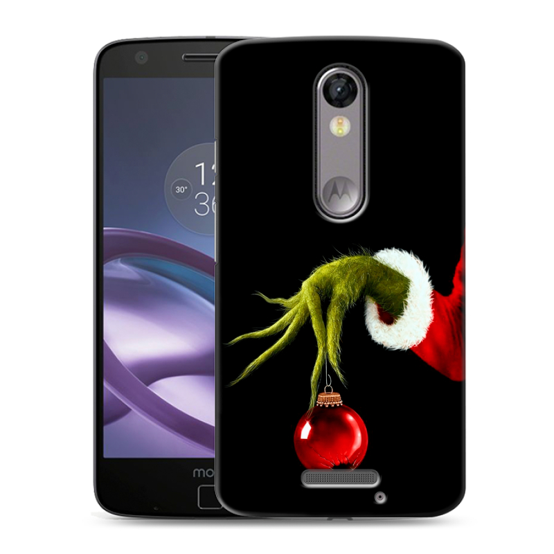 Пластиковый чехол на Lenovo Moto X Force с принтом Новый год Гринч Пластиковый чехол на Lenovo Moto X Force с принтом Новый год Гринч