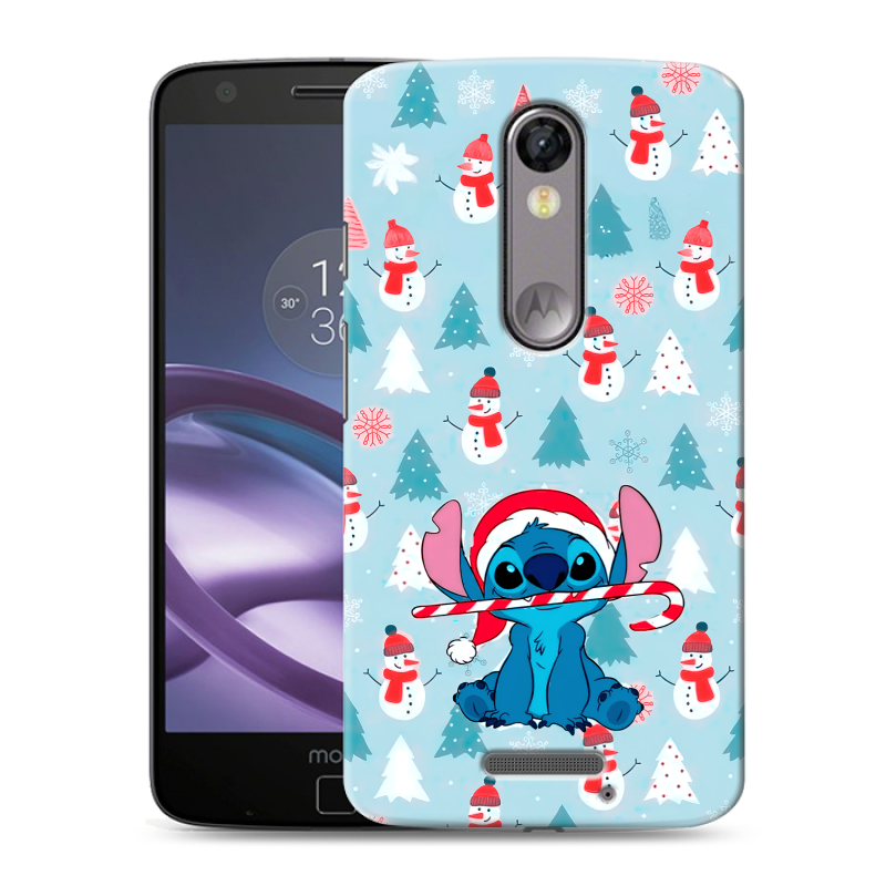 Пластиковый чехол на Lenovo Moto X Force с принтом Стич Новый год Пластиковый чехол на Lenovo Moto X Force с принтом Стич Новый год