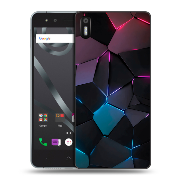 Силиконовый чехол на BQ Aquaris X5 с принтом Геометрия неона