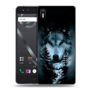 Силиконовый чехол на BQ Aquaris X5 с принтом Лесной волк