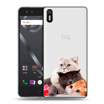 Силиконовый чехол на BQ Aquaris X5 с принтом Кошки