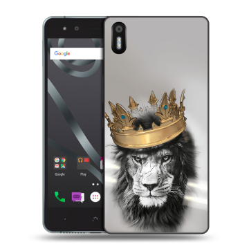 Силиконовый чехол на BQ Aquaris X5 с принтом Лев с короной