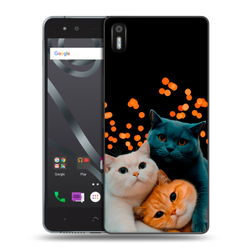 Силиконовый чехол на BQ Aquaris X5 с принтом Кошки