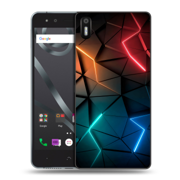 Силиконовый чехол на BQ Aquaris X5 с принтом Абстракция неон