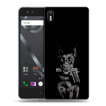 Силиконовый чехол на BQ Aquaris X5 с принтом Доберман и пистолет