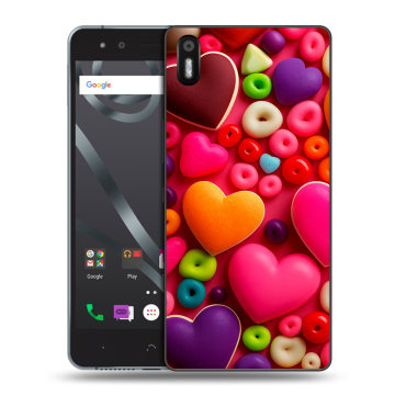 Силиконовый чехол на BQ Aquaris X5 с принтом Сердечки