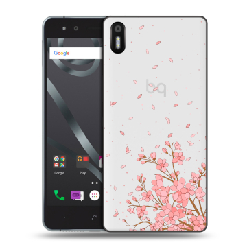 Силиконовый чехол на BQ Aquaris X5 с принтом Ветка сакуры