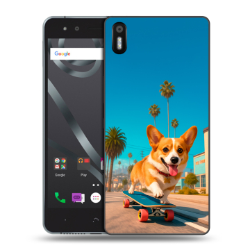 Силиконовый чехол на BQ Aquaris X5 с принтом Корги на скейте