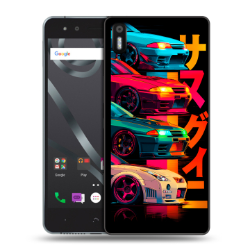 Силиконовый чехол на BQ Aquaris X5 с принтом Гоночные машины