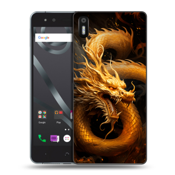 Силиконовый чехол на BQ Aquaris X5 с принтом Золотой дракон Силиконовый чехол на BQ Aquaris X5 с принтом Золотой дракон