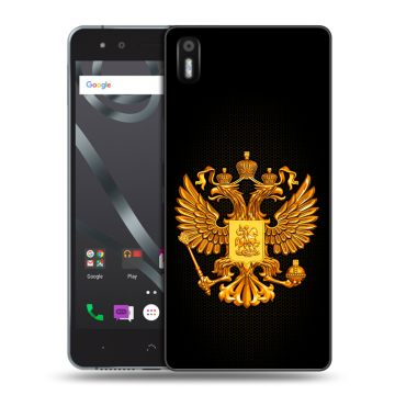 Силиконовый чехол на BQ Aquaris X5 с принтом Герб России желтый