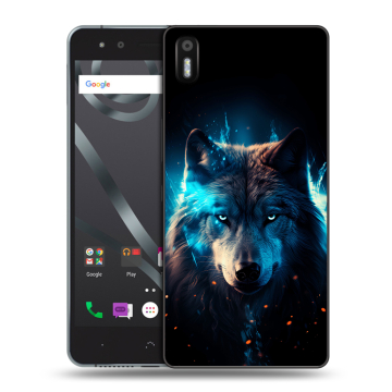 Силиконовый чехол на BQ Aquaris X5 с принтом Волк ночной