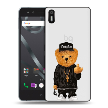 Силиконовый чехол на BQ Aquaris X5 с принтом Плюшевый медведь
