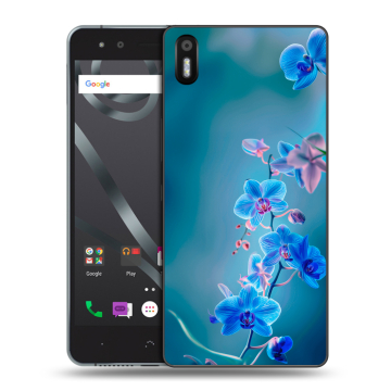 Силиконовый чехол на BQ Aquaris X5 с принтом Голубые цветы
