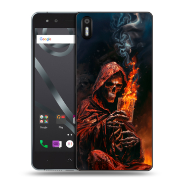 Силиконовый чехол на BQ Aquaris X5 с принтом Скелет и карты