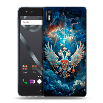 Силиконовый чехол на BQ Aquaris X5 с принтом Герб флаг России