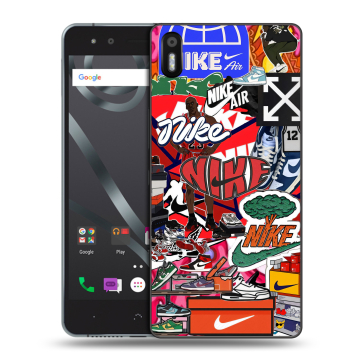 Силиконовый чехол на BQ Aquaris X5 с принтом Найк Nike яркий