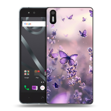 Силиконовый чехол на BQ Aquaris X5 с принтом бабочки и лаванда