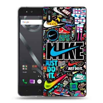 Силиконовый чехол на BQ Aquaris X5 с принтом найк nike черный Силиконовый чехол на BQ Aquaris X5 с принтом найк nike черный