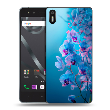 Силиконовый чехол на BQ Aquaris X5 с принтом голубые орхидеи