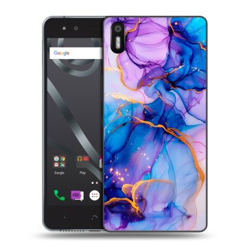 Силиконовый чехол на BQ Aquaris X5 с принтом синий мрамор
