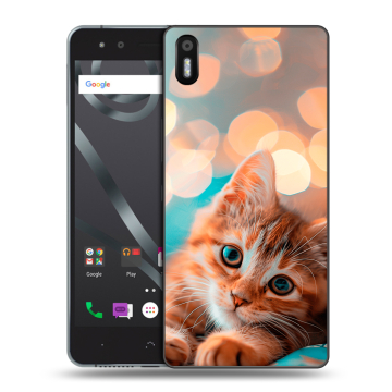 Силиконовый чехол на BQ Aquaris X5 с принтом котик