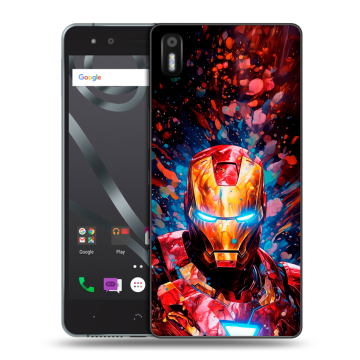 Силиконовый чехол на BQ Aquaris X5 с принтом Железный человек Ironman
