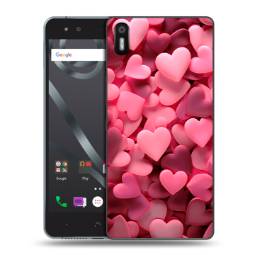 Силиконовый чехол на BQ Aquaris X5 с принтом розовые сердечки