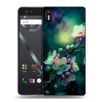 Силиконовый чехол на BQ Aquaris X5 с принтом Цветы и мрамор