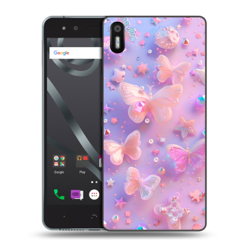 Силиконовый чехол на BQ Aquaris X5 с принтом Бабочки
