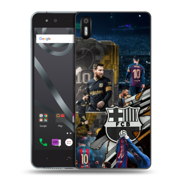Силиконовый чехол на BQ Aquaris X5 с принтом Messi Barcelona