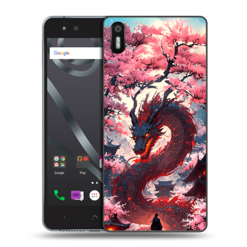 Силиконовый чехол на BQ Aquaris X5 с принтом Дракон Японский