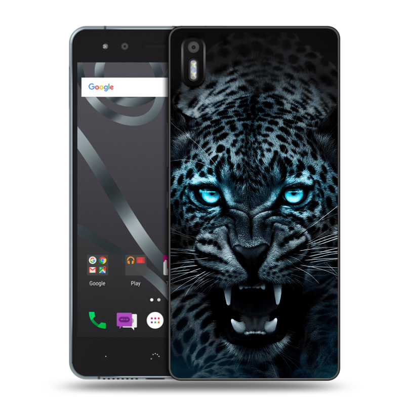 Силиконовый чехол на BQ Aquaris X5 с принтом Темный леопард Силиконовый чехол на BQ Aquaris X5 с принтом Темный леопард