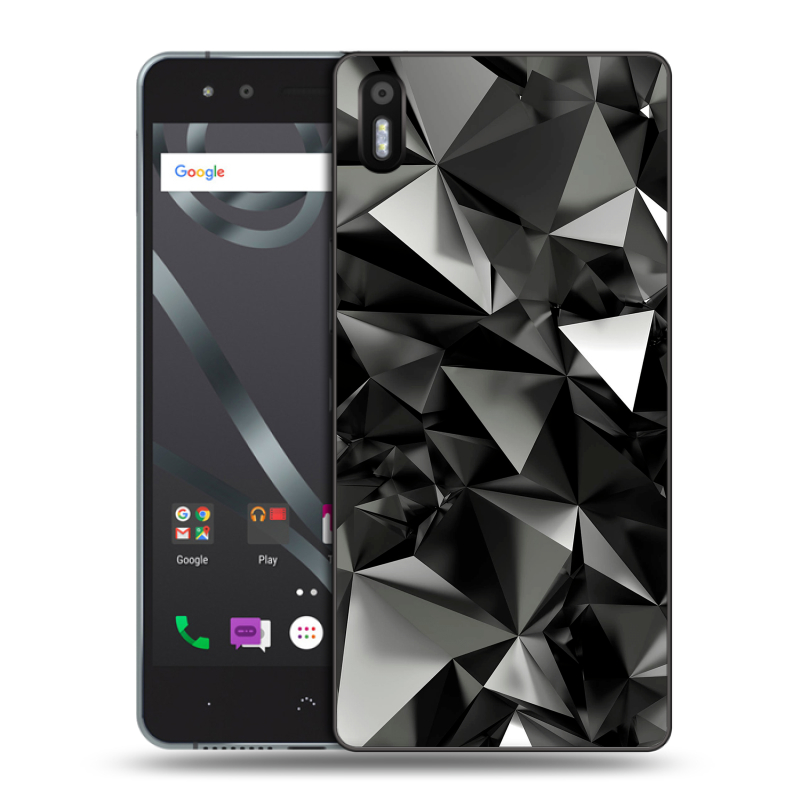 Силиконовый чехол на BQ Aquaris X5 с принтом Черные кристаллы Силиконовый чехол на BQ Aquaris X5 с принтом Черные кристаллы
