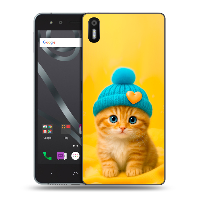 Пластиковый чехол на BQ Aquaris X5 с принтом Котенок в шапке Пластиковый чехол на BQ Aquaris X5 с принтом Котенок в шапке
