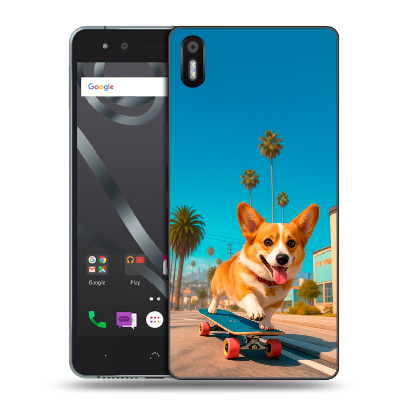 Пластиковый чехол на BQ Aquaris X5 с принтом Корги на скейте Пластиковый чехол на BQ Aquaris X5 с принтом Корги на скейте