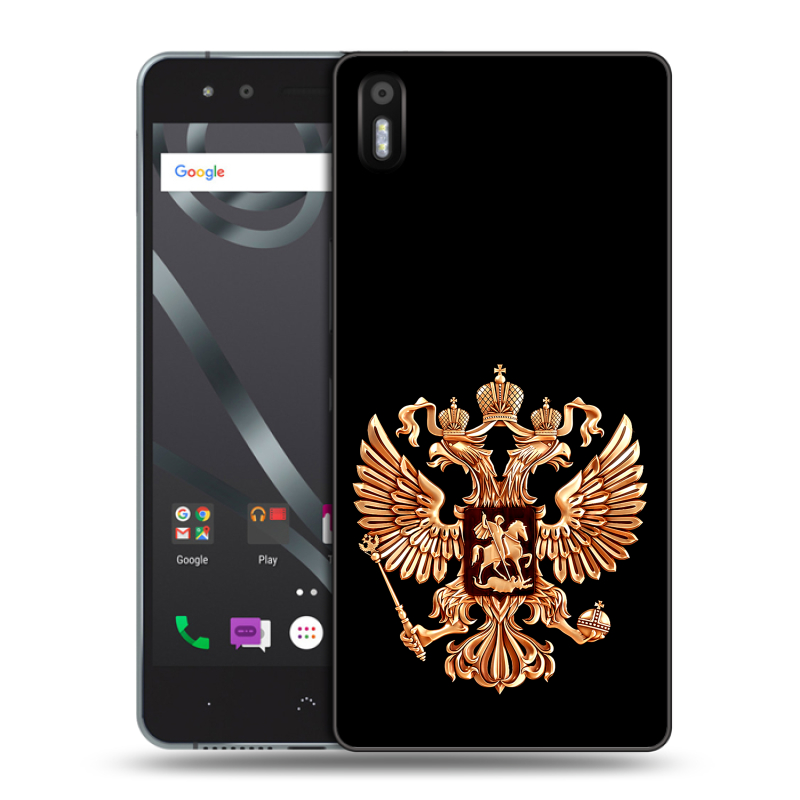 Пластиковый чехол на BQ Aquaris X5 с принтом Герб России золотой Пластиковый чехол на BQ Aquaris X5 с принтом Герб России золотой