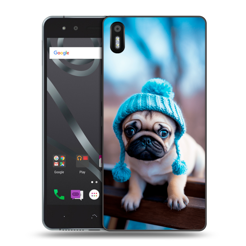 Пластиковый чехол на BQ Aquaris X5 с принтом Мопс в шапке Пластиковый чехол на BQ Aquaris X5 с принтом Мопс в шапке