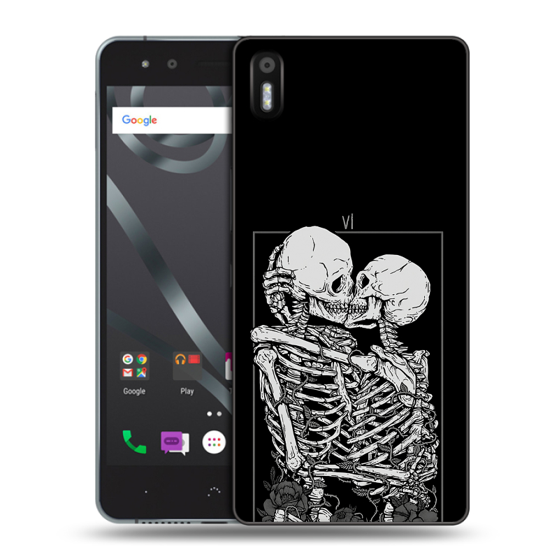 Силиконовый чехол на BQ Aquaris X5 с принтом Поцелуй скелетов Силиконовый чехол на BQ Aquaris X5 с принтом Поцелуй скелетов