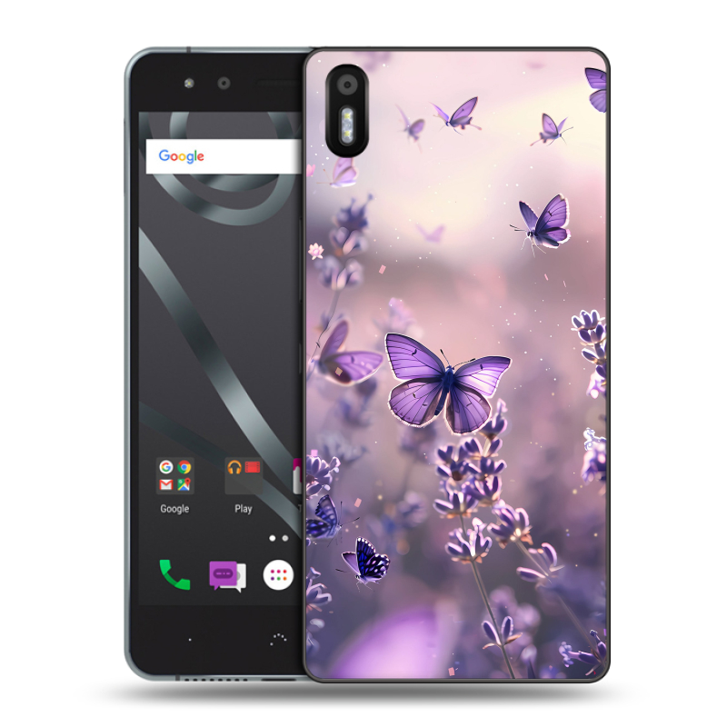Пластиковый чехол на BQ Aquaris X5 с принтом бабочки и лаванда Пластиковый чехол на BQ Aquaris X5 с принтом бабочки и лаванда