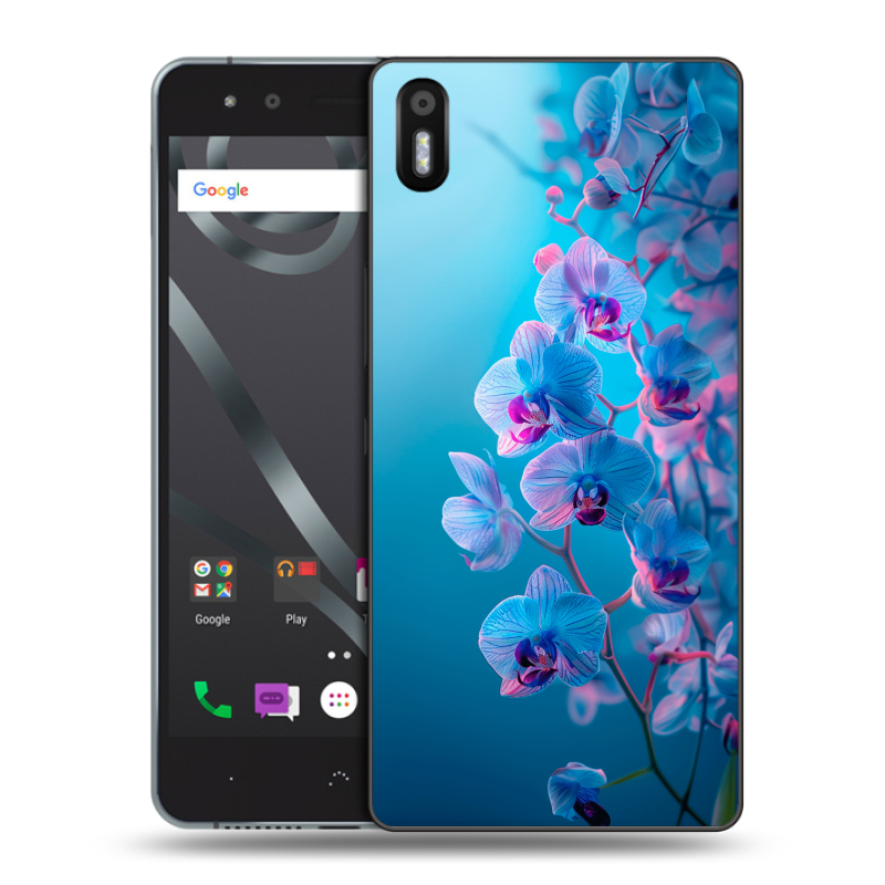 Пластиковый чехол на BQ Aquaris X5 с принтом голубые орхидеи Пластиковый чехол на BQ Aquaris X5 с принтом голубые орхидеи