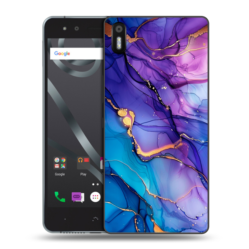 Пластиковый чехол на BQ Aquaris X5 с принтом синий мрамор Пластиковый чехол на BQ Aquaris X5 с принтом синий мрамор