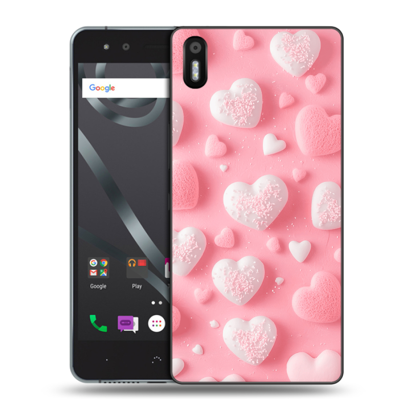 Силиконовый чехол на BQ Aquaris X5 с принтом Сердечки Силиконовый чехол на BQ Aquaris X5 с принтом Сердечки